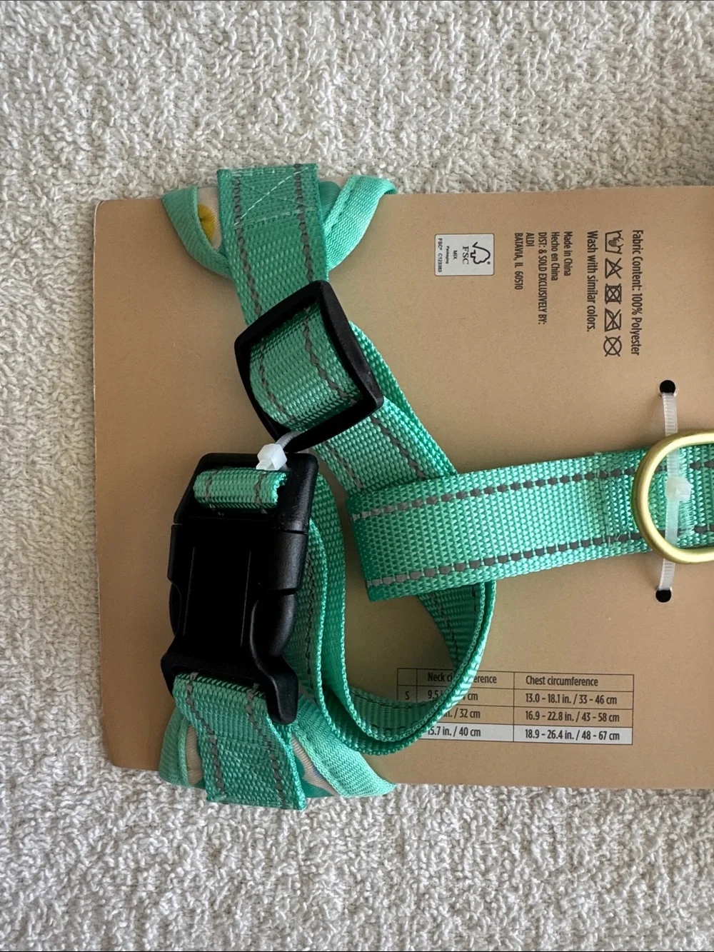 Heart To Tail Floral Dog Harness in Mint Trim - Large